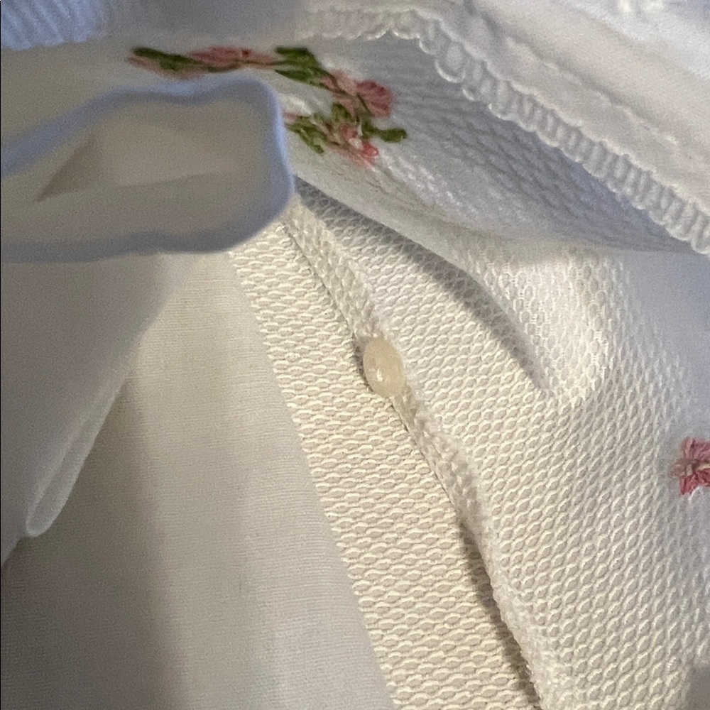 Luli & Me Timeless A Line white pique dress w/pink embroidery and bows size 6M - Picture 10 of 11
